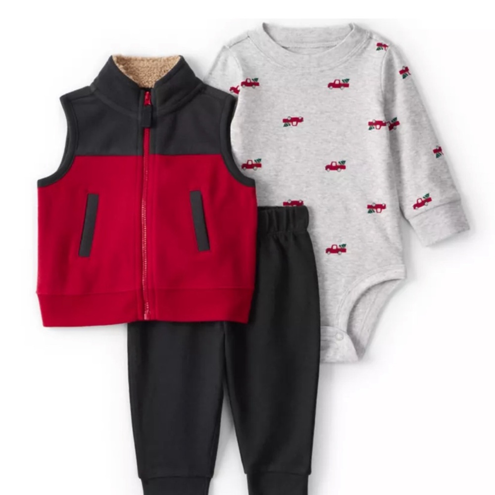 NWT Red and Navy 3 Piece Vest Set Size 18m